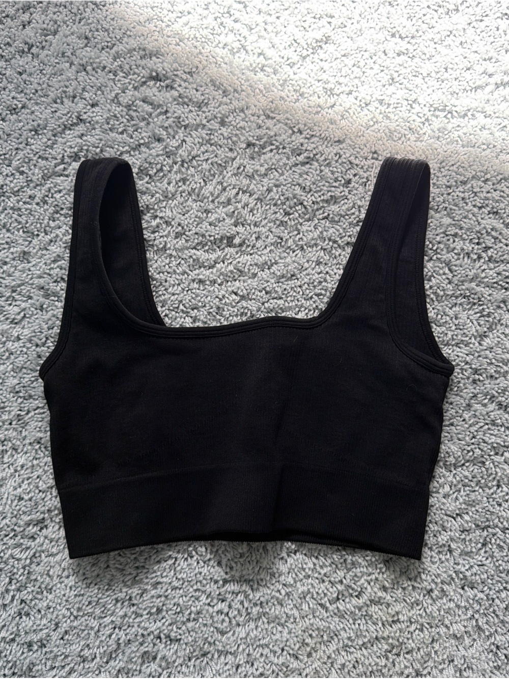 Black Ribbed Crop Tank Top